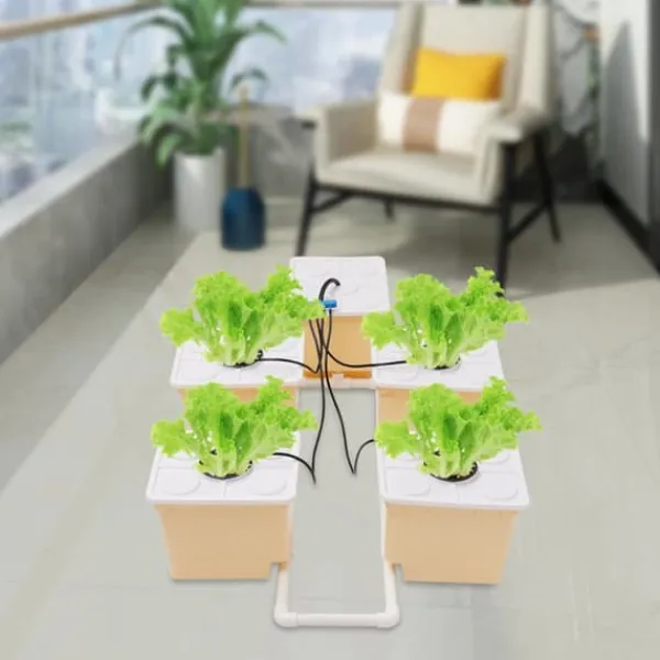 Sale Hydroponisk Dyrkningssæt - 4-Spands System - Pumpe 300 l/t - 11 l Spande - Komplet Sæt - Til Indendørs/Udendørs Kit Til Plante- & Urtedyrkning