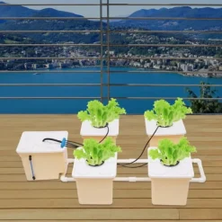 Sale Hydroponisk Dyrkningssæt - 4-Spands System - Pumpe 300 l/t - 11 l Spande - Komplet Sæt - Til Indendørs/Udendørs Kit Til Plante- & Urtedyrkning