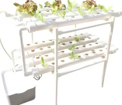 Kit Til Plante- & Urtedyrkning^Hydroponisk Dyrkningssæt - Hydroponisk System - PVC, 2 Niveauer, 72 Huller, Til Stiklinger & Frø, Indendørs Dyrkning - Hvid
