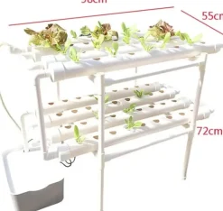 Kit Til Plante- & Urtedyrkning^Hydroponisk Dyrkningssæt - Hydroponisk System - PVC, 2 Niveauer, 72 Huller, Til Stiklinger & Frø, Indendørs Dyrkning - Hvid