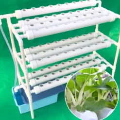 Discount Hydroponisk dyrkningssæt - 3-lagssystem, 90 plantepladser - Jordløs dyrkning - Vandbesparende - Planteskolepotter med stativ - Hvid Kit Til Plante- & Urtedyrkning