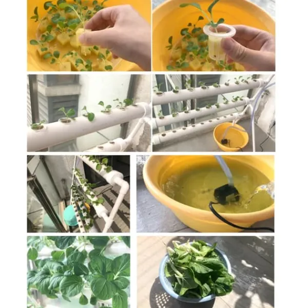 Discount Hydroponisk dyrkningssæt - 3-lagssystem, 90 plantepladser - Jordløs dyrkning - Vandbesparende - Planteskolepotter med stativ - Hvid Kit Til Plante- & Urtedyrkning