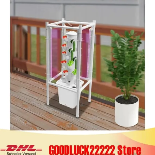 Kit Til Plante- & Urtedyrkning^Hydroponisk dyrkningssæt - Planteskolepotter - Vandpumpe & slangeadapter - Vandstandsmåler - Fødevaregodkendt PP - Pladsbesparende design - Hvid