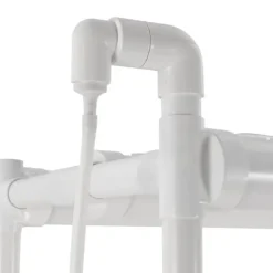 Plantestativer^Hydroponisk dyrkningssæt - Plantehylde - 108 Plantepladser - Pumpe & Hjul - Hul Ø32 mm - 89×36×144 cm - EU/US-stik - Hvid