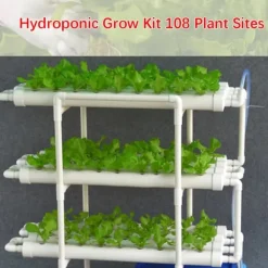 Kit Til Plante- & Urtedyrkning^Hydroponisk dyrkningssæt - 3-lags system - 108 plantehuller - PVC-U - Rør Ø 6,3 cm - Hul Ø 3,2 cm - Slange 1,2 m - Hvid