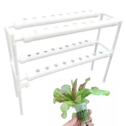 Best Hydroponisk dyrkningssæt - System med 36 huller - To lag - Huldiameter 32 mm - Pumpe 220V/50Hz - Til altan - Vandtank medfølger ikke - Lysegrå Kit Til Plante- & Urtedyrkning