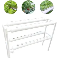 Best Hydroponisk dyrkningssæt - System med 36 huller - To lag - Huldiameter 32 mm - Pumpe 220V/50Hz - Til altan - Vandtank medfølger ikke - Lysegrå Kit Til Plante- & Urtedyrkning