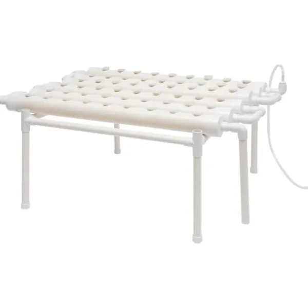 Kit Til Plante- & Urtedyrkning^Hydroponisk dyrkningssæt - 1-lags rørsystem - 54 plantepladser - PVC-U - Rør Ø 6,3 cm, Hul Ø 3,2 cm - Vandsparende - Lysegrå