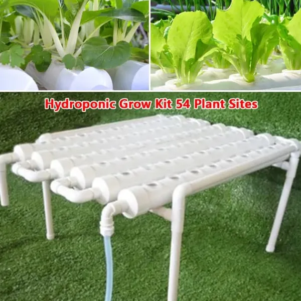Kit Til Plante- & Urtedyrkning^Hydroponisk dyrkningssæt - 1-lagssystem - 54 huller - PVC-U - Huldiameter 3,2 cm - 4/6 rør - Lilla