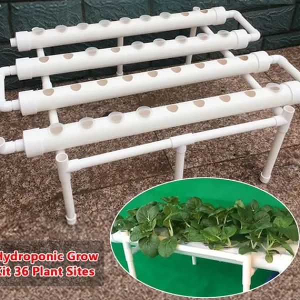 Kit Til Plante- & Urtedyrkning^Hydroponisk dyrkningssæt - 1-lagssystem - 54 huller - PVC-U - Huldiameter 3,2 cm - 4/6 rør - Lilla