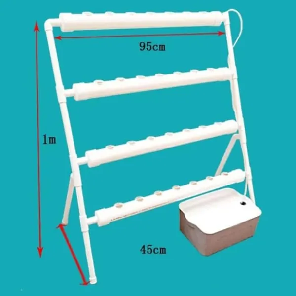 Kit Til Plante- & Urtedyrkning^Hydroponisk dyrkningssæt - Rørsystem i PVC - Med 36 Plantepladser - Diameter 32 mm - Størrelse 95×45×100 cm - Spænding 220 V/50 Hz - Uden Beholder