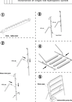 Kit Til Plante- & Urtedyrkning^Hydroponisk dyrkningssæt - Rørsystem i PVC - Med 36 Plantepladser - Diameter 32 mm - Størrelse 95×45×100 cm - Spænding 220 V/50 Hz - Uden Beholder