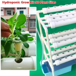 Kit Til Plante- & Urtedyrkning^Hydroponisk dyrkningssæt - Rørsystem til planter - 90 plantehuller - 3 lag - PVC-U - Rør Ø 6,3 cm - Hul Ø 3,2 cm - Lysegrå