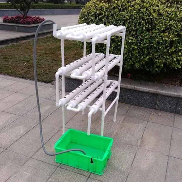 Kit Til Plante- & Urtedyrkning^Hydroponisk dyrkningssæt - Rørsystem til planter - 90 plantehuller - 3 lag - PVC-U - Rør Ø 6,3 cm - Hul Ø 3,2 cm - Lysegrå