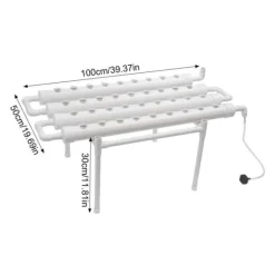 Best Hydroponisk dyrkningssæt - 1-lags system - 36 plantepladser - 4 rør Ø6,3 cm - Huldiameter 3,2 cm - PVC-U - Med vandpumpe - Hvid Kit Til Plante- & Urtedyrkning