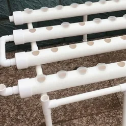 Best Hydroponisk dyrkningssæt - 1-lags system - 36 plantepladser - 4 rør Ø6,3 cm - Huldiameter 3,2 cm - PVC-U - Med vandpumpe - Hvid Kit Til Plante- & Urtedyrkning