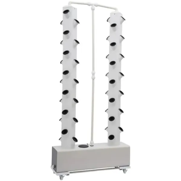 Kit Til Plante- & Urtedyrkning^Hydroponisk dyrkningssæt - Vertikalt plantetårn - 56 huller - Vandpumpe - 30 l tank - EU/US-stik - 80×20×165 cm - Hvid