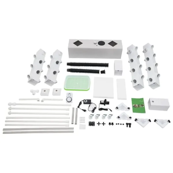 Kit Til Plante- & Urtedyrkning^Hydroponisk dyrkningssæt - Vertikalt plantetårn - 56 huller - Vandpumpe - 30 l tank - EU/US-stik - 80×20×165 cm - Hvid
