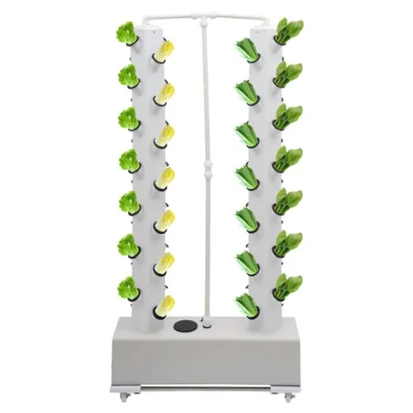 Kit Til Plante- & Urtedyrkning^Hydroponisk dyrkningssæt - Vertikalt plantetårn - 56 huller - Vandpumpe - 30 l tank - EU/US-stik - 80×20×165 cm - Hvid