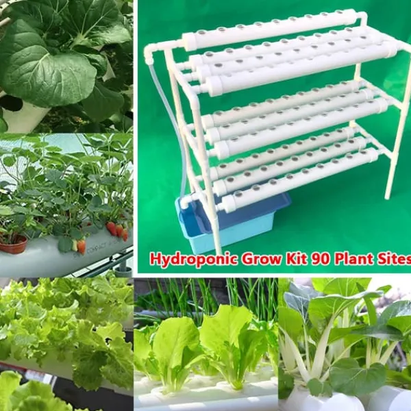 Kit Til Plante- & Urtedyrkning^Hydroponisk dyrkningssæt - 3-lags system - 90 plantehuller - Spirebakke med låg - Rød