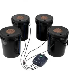 Kit Til Plante- & Urtedyrkning^Hydroponisk dyrkningssystem, Deep Water Culture 4 spande, 30x30x38 cm, sort, PP-materiale