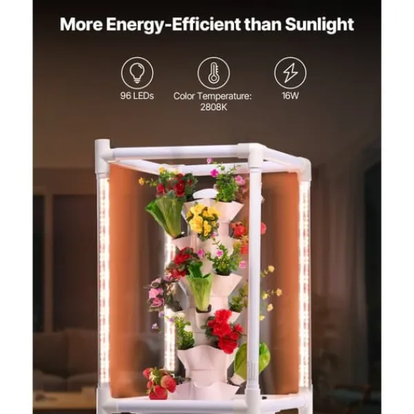 Kit Til Plante- & Urtedyrkning^Hydroponisk Dyrkningssystem med Grow Light, 30 Pods Hydroponiske Tårnhave, Belysning til Indendørs Havebrug