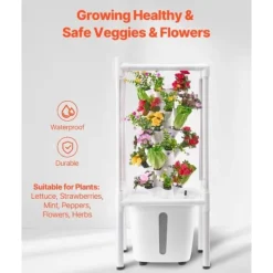 Kit Til Plante- & Urtedyrkning^Hydroponisk Dyrkningssystem med Grow Light, 30 Pods Hydroponiske Tårnhave, Belysning til Indendørs Havebrug