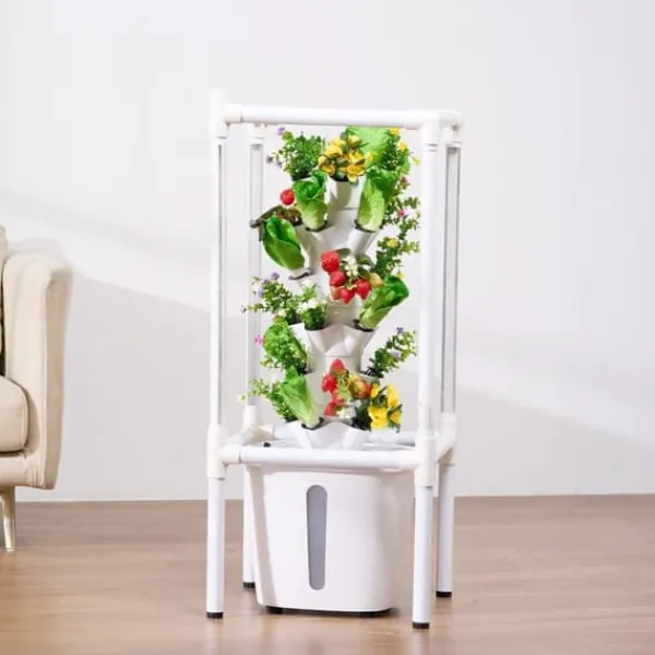 Kit Til Plante- & Urtedyrkning^Hydroponisk Dyrkningssystem med Grow Light, 30 Pods Hydroponiske Tårnhave, Belysning til Indendørs Havebrug
