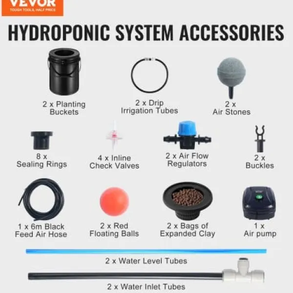 Online Hydroponisk dyrkningssystem, Deep Water Culture 30x30x38 cm, sort, 2 spande Kit Til Plante- & Urtedyrkning