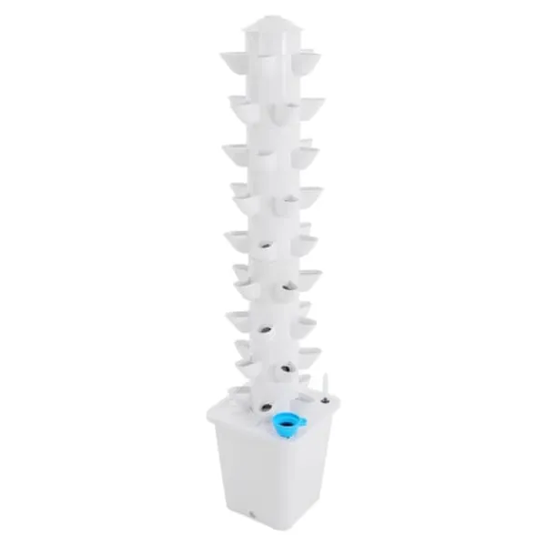 Kit Til Plante- & Urtedyrkning^Hydroponisk dyrkningssystem - Vertikalt tårn - 45 plantehuller - 115 cm - Børsteløs DC-pumpe - 95–245 V EU/US-stik - PP-plast - Hvid