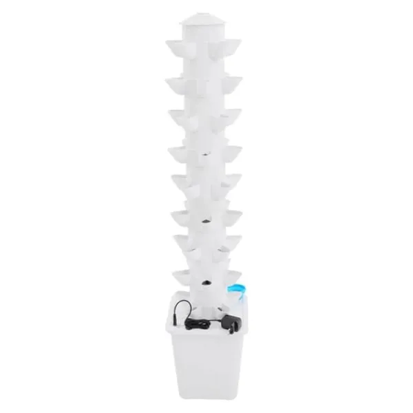 Kit Til Plante- & Urtedyrkning^Hydroponisk dyrkningssystem - Vertikalt tårn - 45 plantehuller - 115 cm - Børsteløs DC-pumpe - 95–245 V EU/US-stik - PP-plast - Hvid