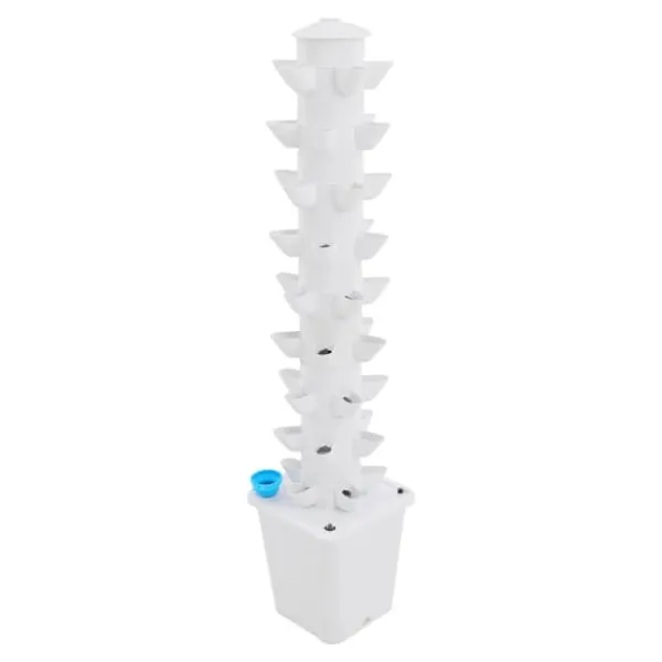 Kit Til Plante- & Urtedyrkning^Hydroponisk dyrkningssystem - Vertikalt tårn - 45 plantehuller - 115 cm - Børsteløs DC-pumpe - 95–245 V EU/US-stik - PP-plast - Hvid