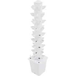 Kit Til Plante- & Urtedyrkning^Hydroponisk dyrkningssystem - Vertikalt tårn - 45 plantehuller - 115 cm - Børsteløs DC-pumpe - 95–245 V EU/US-stik - PP-plast - Hvid