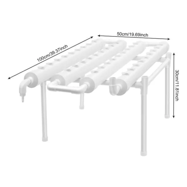 Outlet Hydroponisk dyrkningssystem - NFT rørkit - 1 Niveau - 36 Plantehuller - 4 Rør - PVC-U - Rør Ø6,3 cm - Hulafstand 8 cm - Hvid Kit Til Plante- & Urtedyrkning