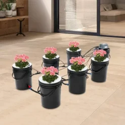 Discount Hydroponisk dyrkningssystem - sæt - 7 dele - 20 l spande - jordfri dyrkning - med luftpumpe - sort Kit Til Plante- & Urtedyrkning