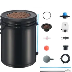 Sale Hydroponisk dyrkningssystem, 5-gallon deep water culture, 30x30x38 cm, sort, PP-materiale Kit Til Plante- & Urtedyrkning