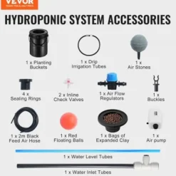 Sale Hydroponisk dyrkningssystem, 5-gallon deep water culture, 30x30x38 cm, sort, PP-materiale Kit Til Plante- & Urtedyrkning