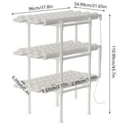 Hydroponisk grøntsagsdyrkningskit, 3 lag, 108 plantepladser, PVC-materiale, jordløs system, kompakt design Kit Til Plante- & Urtedyrkning