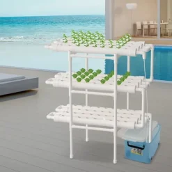 Hydroponisk grøntsagsdyrkningskit, 3 lag, 108 plantepladser, PVC-materiale, jordløs system, kompakt design Kit Til Plante- & Urtedyrkning
