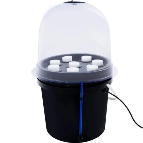Kit Til Plante- & Urtedyrkning^Hydroponisk kloningsmaskine - Aeroponisk formeringsboks - 8 huller - 5 l - Tågeteknologi - Rund - PP/PVC - Sort