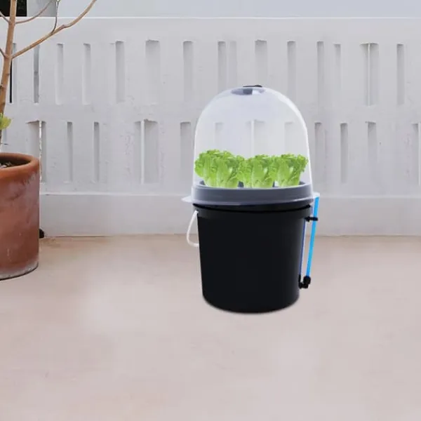 Kit Til Plante- & Urtedyrkning^Hydroponisk kloningsmaskine - Aeroponisk formeringsboks - 8 huller - 5 l - Tågeteknologi - Rund - PP/PVC - Sort