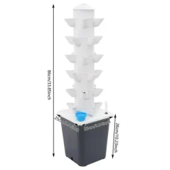 Sale Hydroponisk plantetårn - Dyrkningssystem - 30 Huller - 6 Niveauer - EU-stik - Netdrevet - Gulvstående - Med pumpe - Hvid Kit Til Plante- & Urtedyrkning
