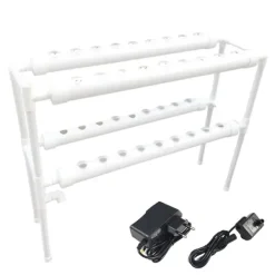 Kit Til Plante- & Urtedyrkning^Hydroponisk Plantevækstsæt, 2-niveau System, 36 Plantningshuller, DC 12V Vandpumpe, Dimensioner 95x30x65 cm, Belastningskapacitet 15 kg