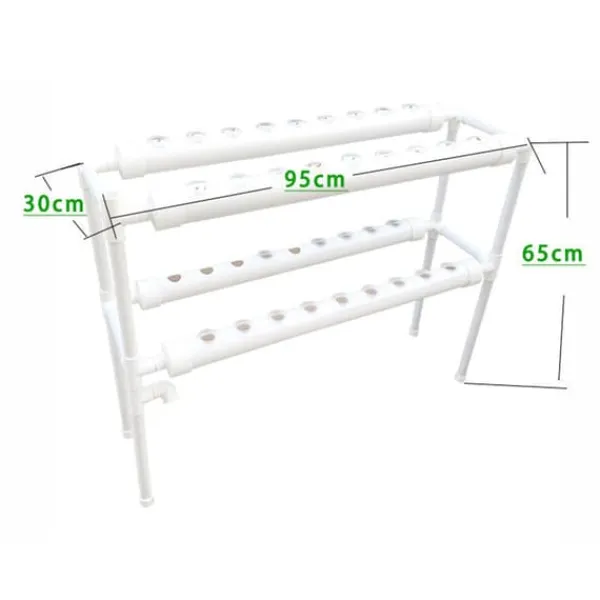 Kit Til Plante- & Urtedyrkning^Hydroponisk Plantevækstsæt, 2-niveau System, 36 Plantningshuller, DC 12V Vandpumpe, Dimensioner 95x30x65 cm, Belastningskapacitet 15 kg