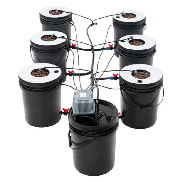 Kit Til Plante- & Urtedyrkning^Hydroponisk System Kit, 7 Spande, Dyb Vandskultur,Sort
