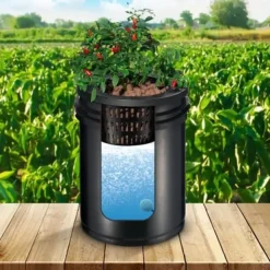 Kit Til Plante- & Urtedyrkning^Hydroponisk system, recirkulerende Deep Water Culture 4 spande, 30x30x38 cm, sort, PP-materiale
