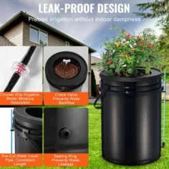 Kit Til Plante- & Urtedyrkning^Hydroponisk system, recirkulerende Deep Water Culture 4 spande, 30x30x38 cm, sort, PP-materiale