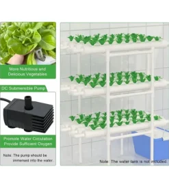 Kit Til Plante- & Urtedyrkning^Hydroponisk System Vækstsæt, 3-Lags Design, 108 Plantepladser, Inkluderer Vandpumpe