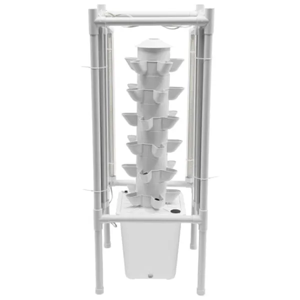 Kit Til Plante- & Urtedyrkning^Hydroponisk tårnhave - Indendørs dyrkningssystem - 6 niveauer - 30 plantehuller - 4 LED vækstlys - Selvvandende - Smart - Hvid