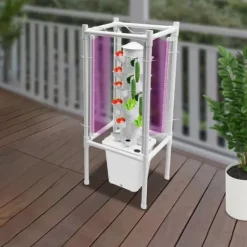 Kit Til Plante- & Urtedyrkning^Hydroponisk tårnhave - Indendørs dyrkningssystem - 6 niveauer - 30 plantehuller - 4 LED vækstlys - Selvvandende - Smart - Hvid